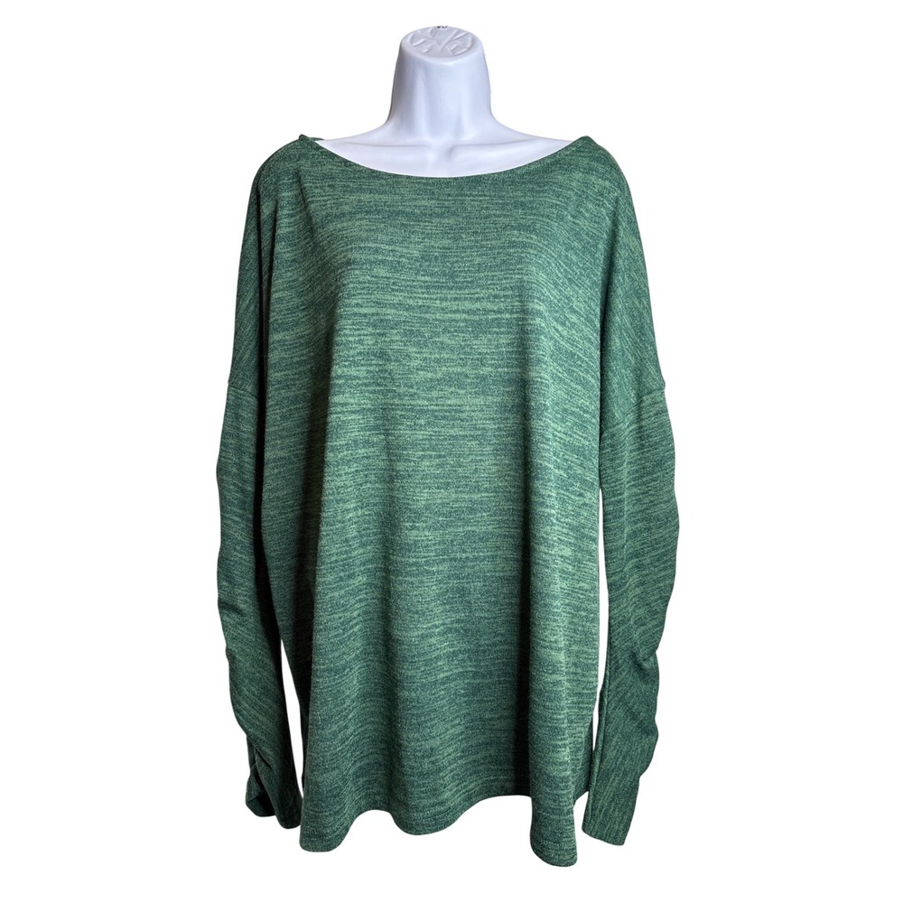 Weekend‎ Suzanne Betro Women's Green Long Sleeve Knit Top Size 1X Coastal Casual